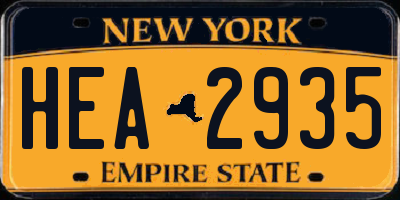NY license plate HEA2935