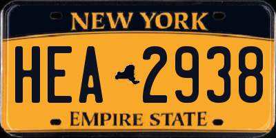 NY license plate HEA2938