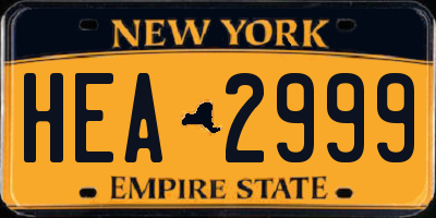 NY license plate HEA2999