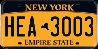 NY license plate HEA3003