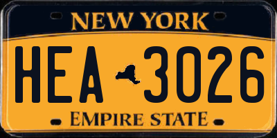 NY license plate HEA3026