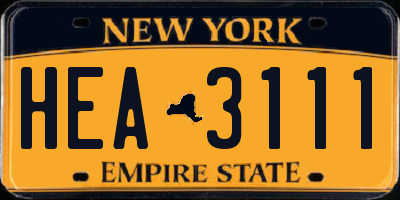 NY license plate HEA3111