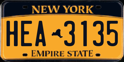 NY license plate HEA3135