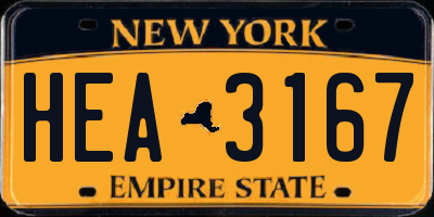 NY license plate HEA3167