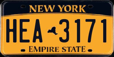 NY license plate HEA3171