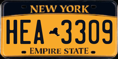 NY license plate HEA3309