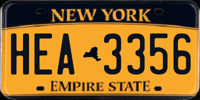 NY license plate HEA3356