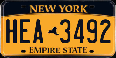 NY license plate HEA3492