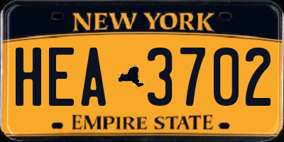 NY license plate HEA3702