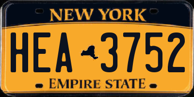 NY license plate HEA3752