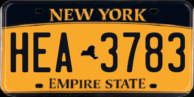 NY license plate HEA3783