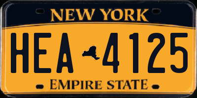 NY license plate HEA4125