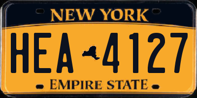 NY license plate HEA4127