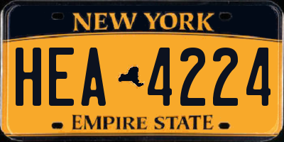 NY license plate HEA4224