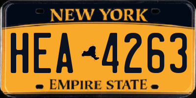 NY license plate HEA4263