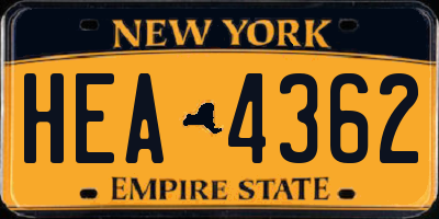 NY license plate HEA4362
