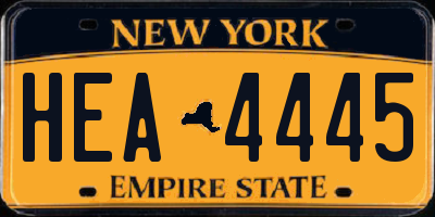 NY license plate HEA4445