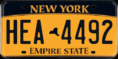 NY license plate HEA4492