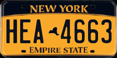 NY license plate HEA4663