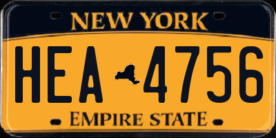 NY license plate HEA4756