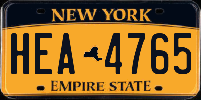 NY license plate HEA4765