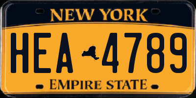 NY license plate HEA4789
