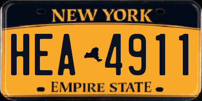 NY license plate HEA4911