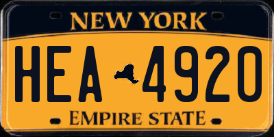 NY license plate HEA4920