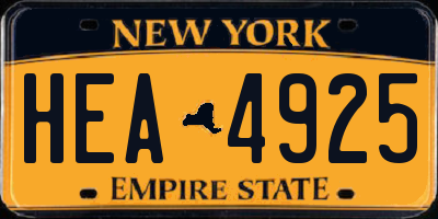 NY license plate HEA4925