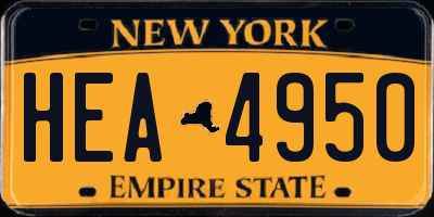 NY license plate HEA4950