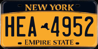 NY license plate HEA4952