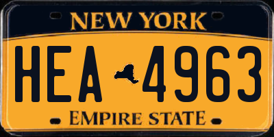 NY license plate HEA4963