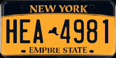 NY license plate HEA4981