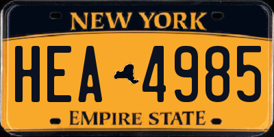 NY license plate HEA4985