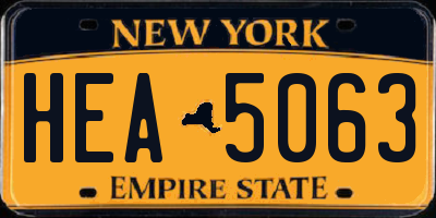 NY license plate HEA5063