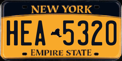 NY license plate HEA5320