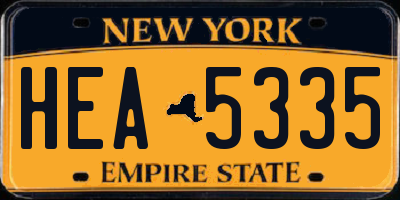 NY license plate HEA5335