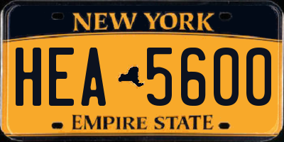 NY license plate HEA5600