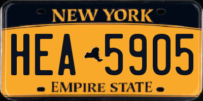 NY license plate HEA5905