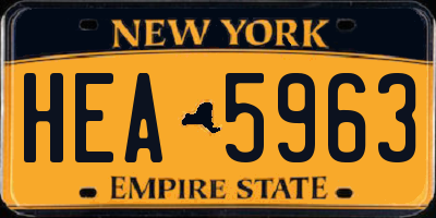NY license plate HEA5963