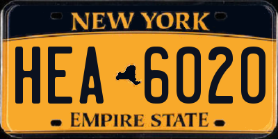 NY license plate HEA6020