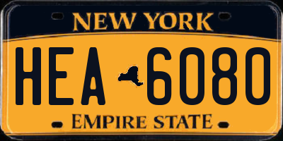 NY license plate HEA6080