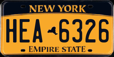 NY license plate HEA6326