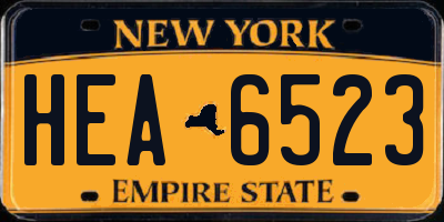 NY license plate HEA6523