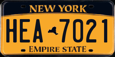 NY license plate HEA7021