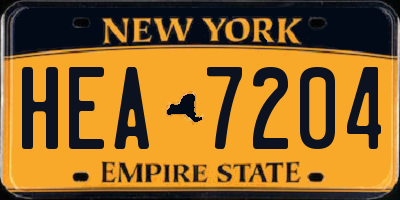 NY license plate HEA7204
