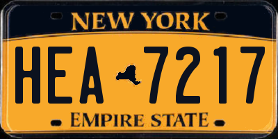 NY license plate HEA7217