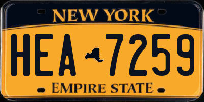 NY license plate HEA7259