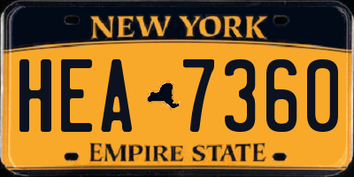 NY license plate HEA7360