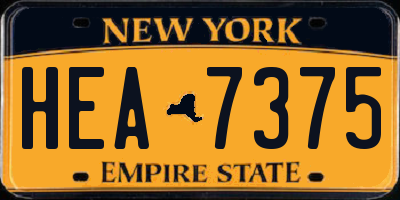 NY license plate HEA7375